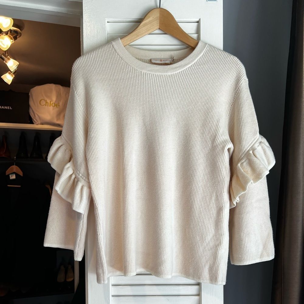 Tory Burch Ashley Ruffled Bell Sleeves Sweater